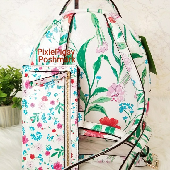 Kate Spade Hummingbird Floral Wallet Backpack Set - Picture 4 of 8